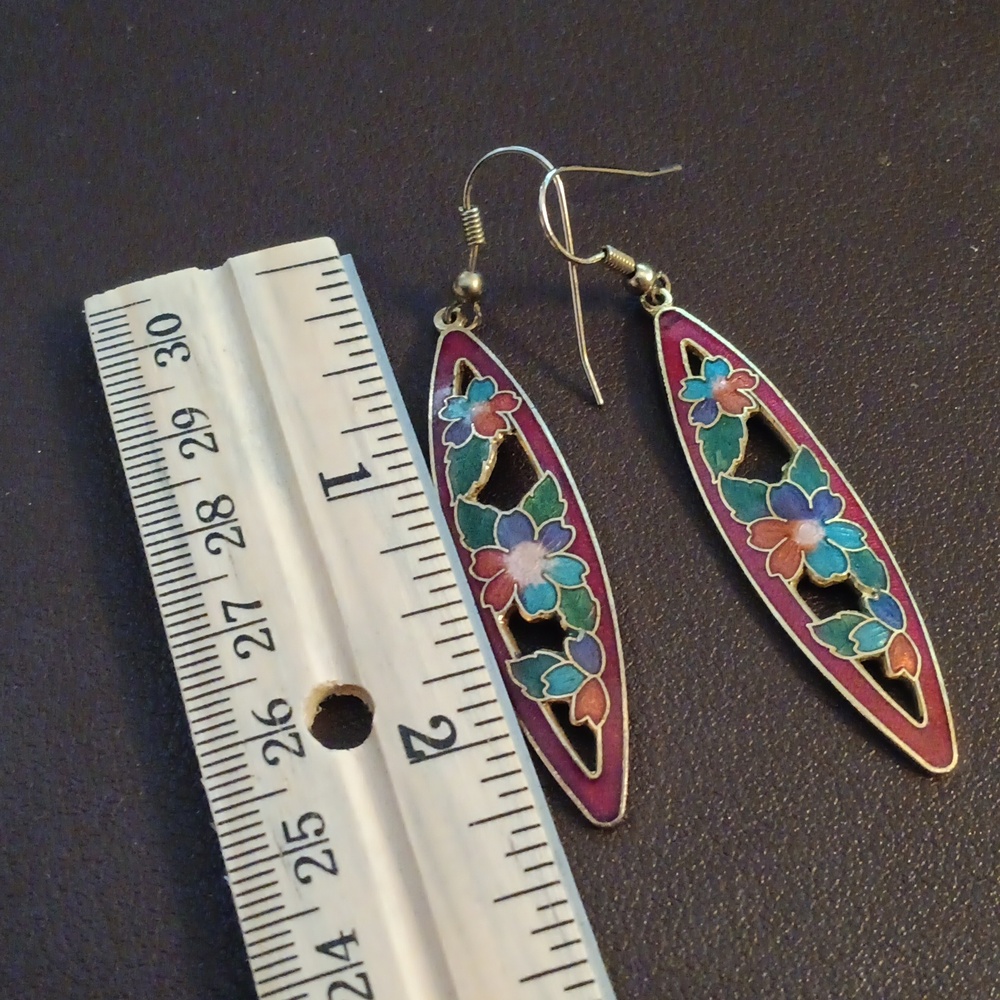 Floral Enamel Earrings - Picture 3 of 3